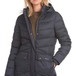 Barbour Kingston Quilted Coat (Navy Herringbone, 1X)